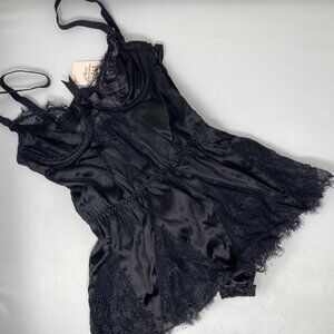 Agent Provocateur Swan Black Silk Blend Teddy Bodysuit AP3 Medium NWT